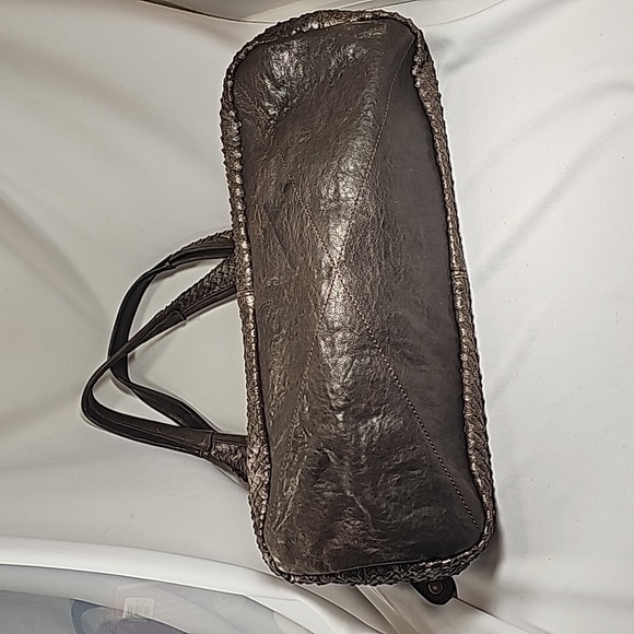 Langellotti Boa Embossed Bronze Italian Leather Shoulder Bag - Picture 5 of 10